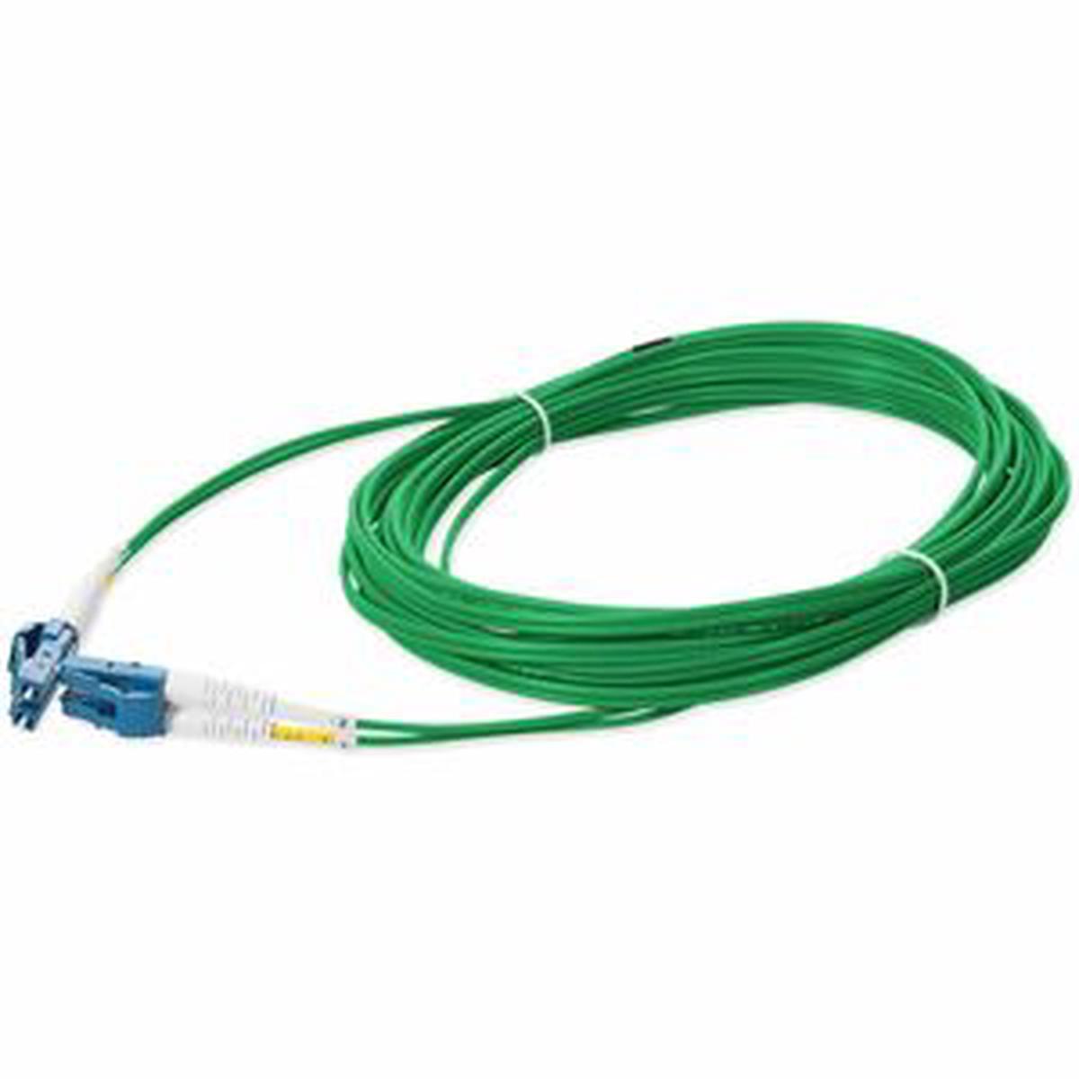 AddOn 15m LC to LC Green OS2 Duplex OFNR (Riser-Rated) SMF Fiber Patch Cable
