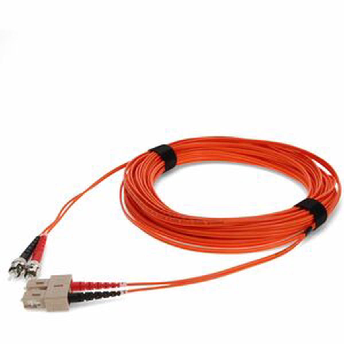AddOn 15m ST to SC Orange OM1 Duplex OFNR (Riser-Rated) MMF Fiber Patch Cable