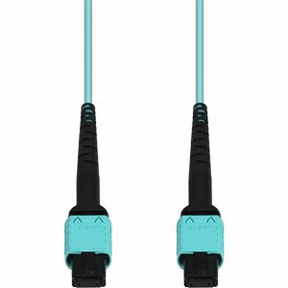 AddOn 10m MPO/UPC to MPO/UPC Aqua OM4 OFNR (Riser-Rated) 12-Strand Fiber Patch Cable