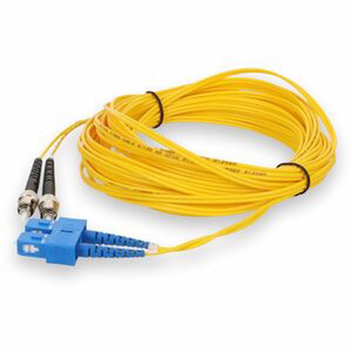 AddOn 10m ST to SC Yellow OS2 Duplex OFNR (Riser-Rated) SMF Fiber Patch Cable