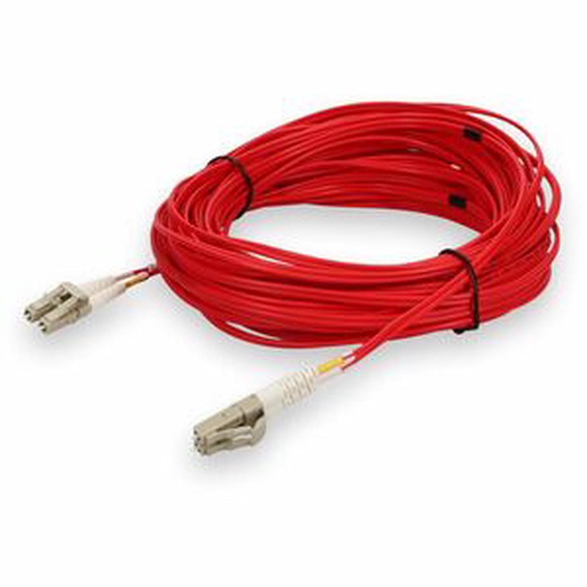 AddOn 15m LC to LC Red OM4 Duplex OFNR (Riser-Rated) Fiber Patch Cable