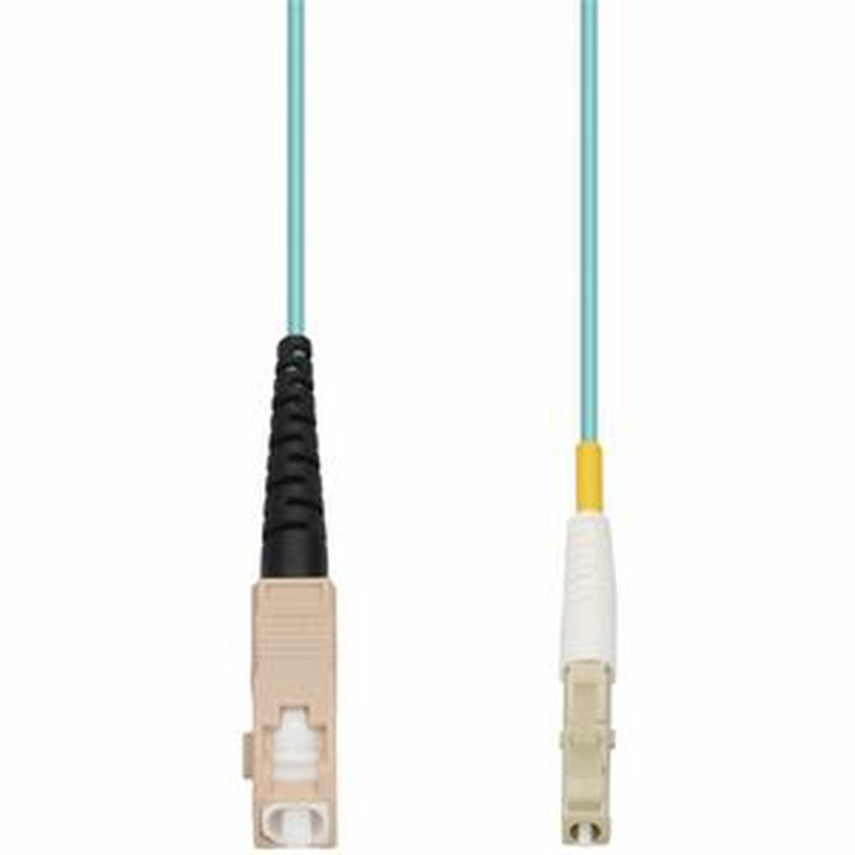 AddOn 15m SC to LC Aqua OM4 Simplex OFNR (Riser-Rated) Fiber Patch Cable