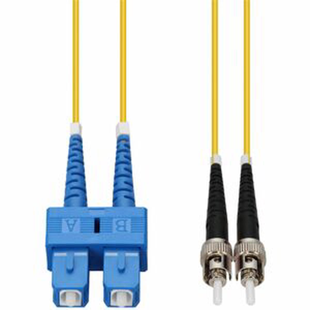 AddOn 15m SC to ST Yellow OS2 Duplex OFNR (Riser-Rated) SMF Fiber Patch Cable