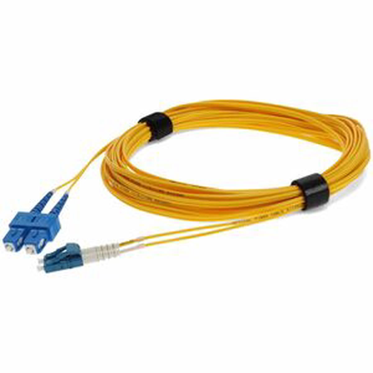AddOn 10m USC to LC Yellow OS2 Duplex OFNR (Riser-Rated) SMF Fiber Patch Cable