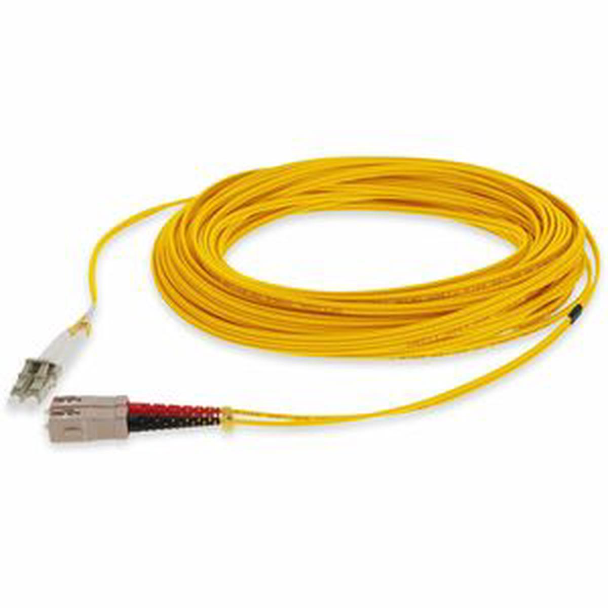 AddOn 15m SC to LC Yellow OM4 Duplex OFNR (Riser-Rated) Fiber Patch Cable
